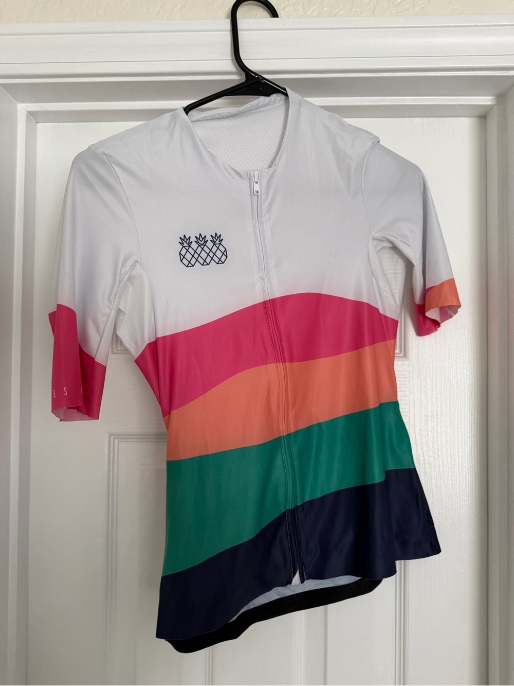 Women’s White Multi-Stripe Cycling Jersey